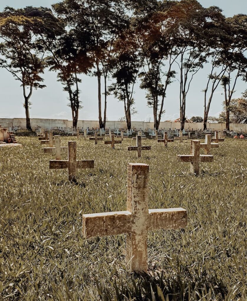 cemetery with crosses