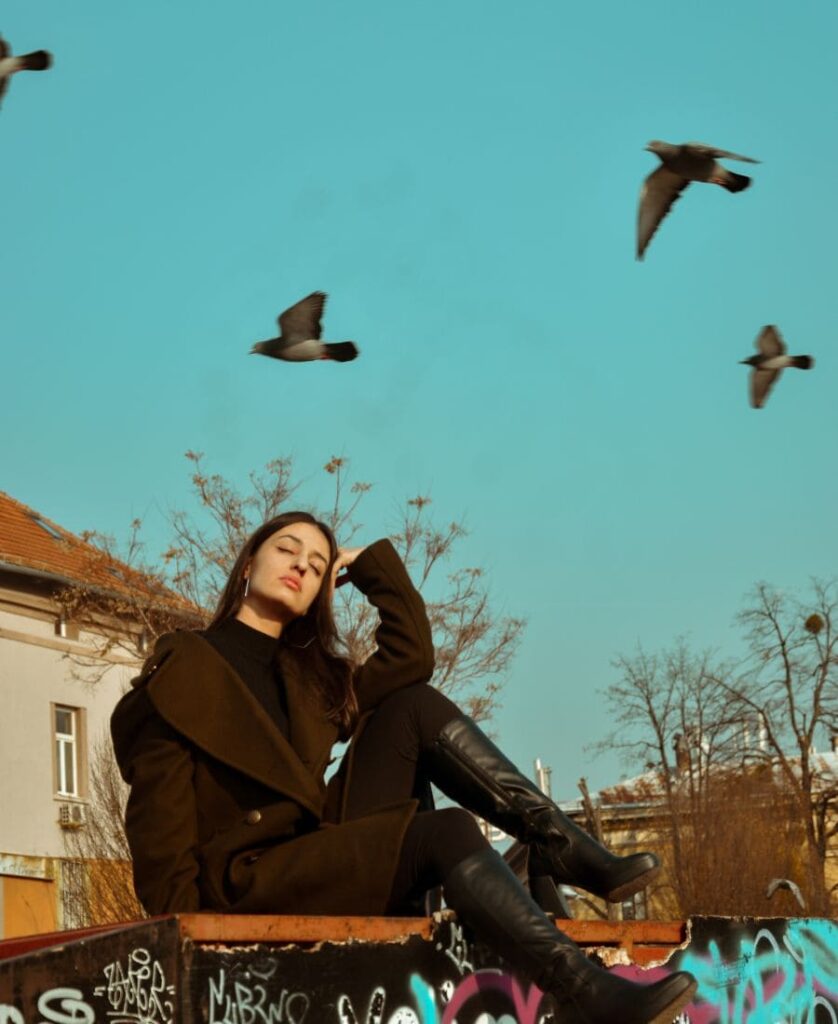 Girl with some birds