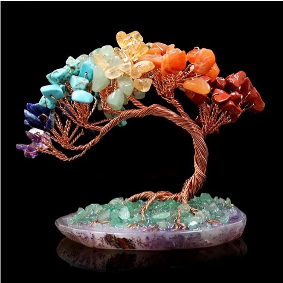 Tree art made from copper and stones